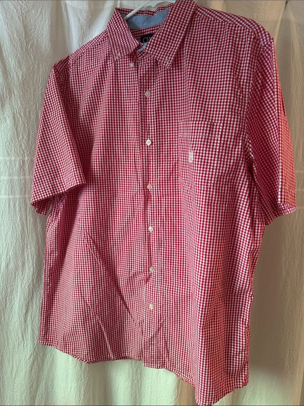 Chaps Red Gingham Short-Sleeve Button-Down Shirt